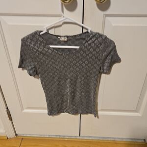 Knit Short Sleeve Gray Slim-Fit Tee